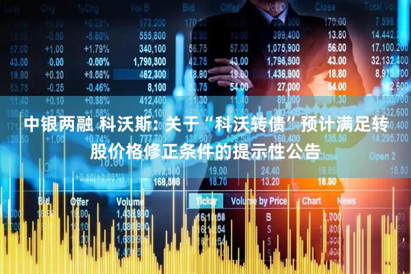 中银两融 科沃斯: 关于“科沃转债”预计满足转股价格修正条件的提示性公告