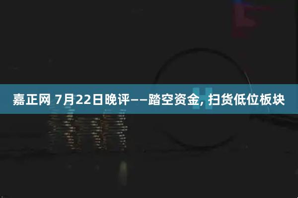 嘉正网 7月22日晚评——踏空资金, 扫货低位板块